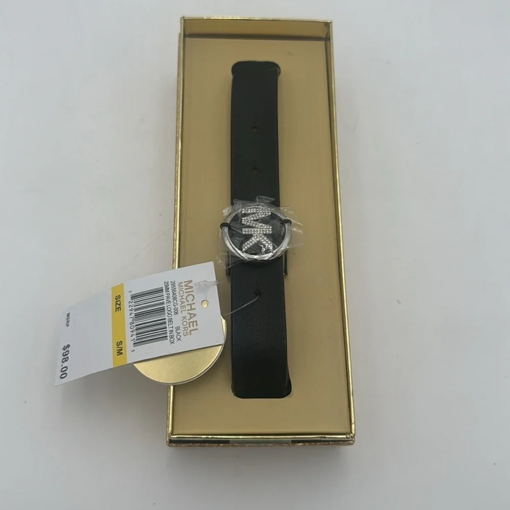 *new* Michael Kors Black Belt with Silver Buckle Size S/M